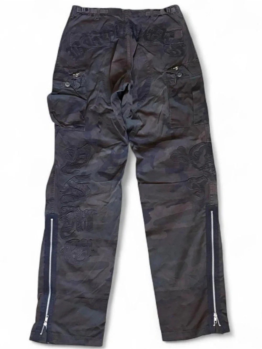 Y2K Vintage The Great China Wall Camo Cargo Pants Crystal Leather Detailing